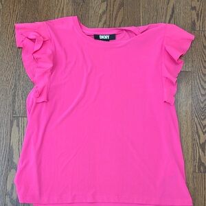 DKNY Hot Pink Flutter Sleeve Top – Women’s – Clean & Lightweight